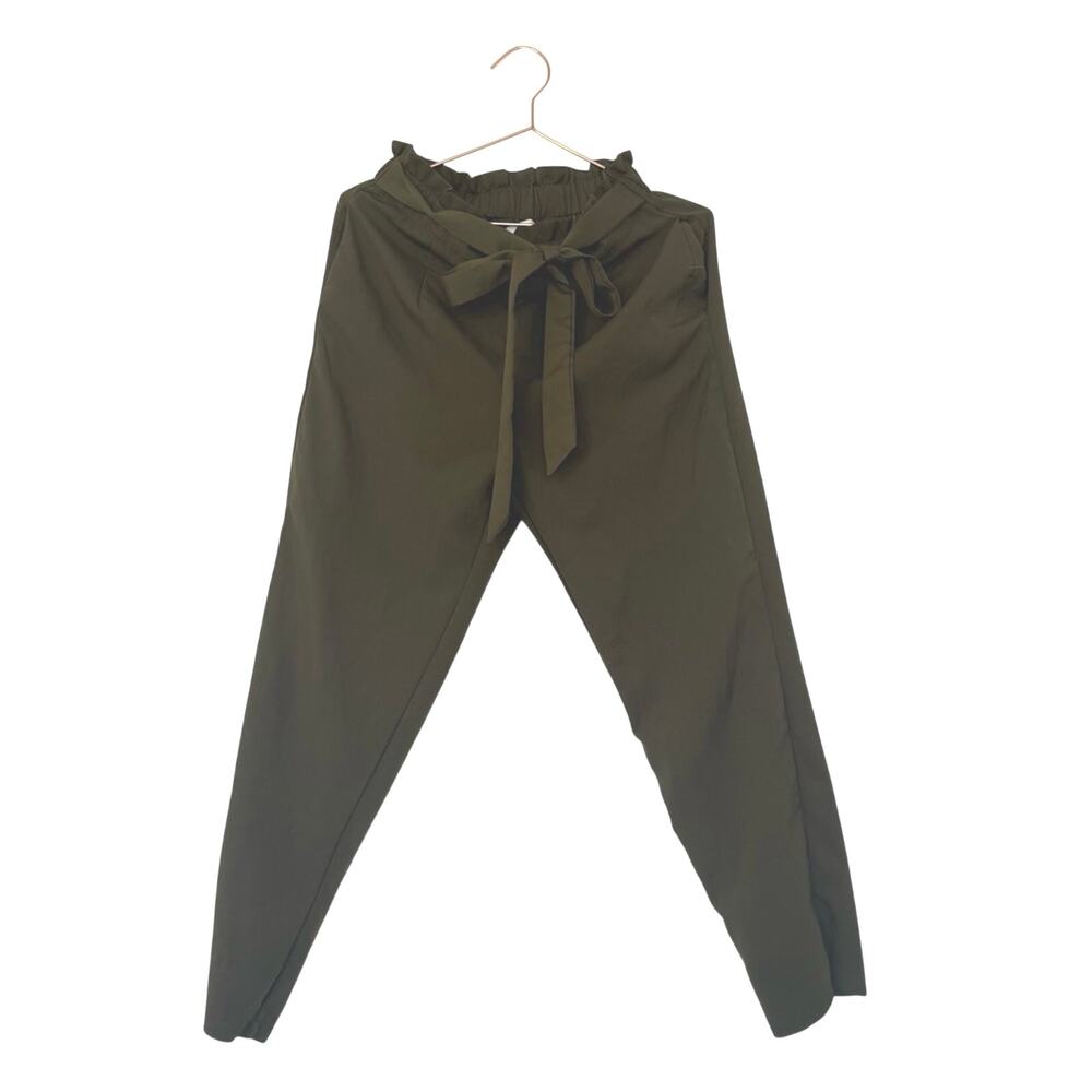 Chic Olive Tie-Waist Women's Pants